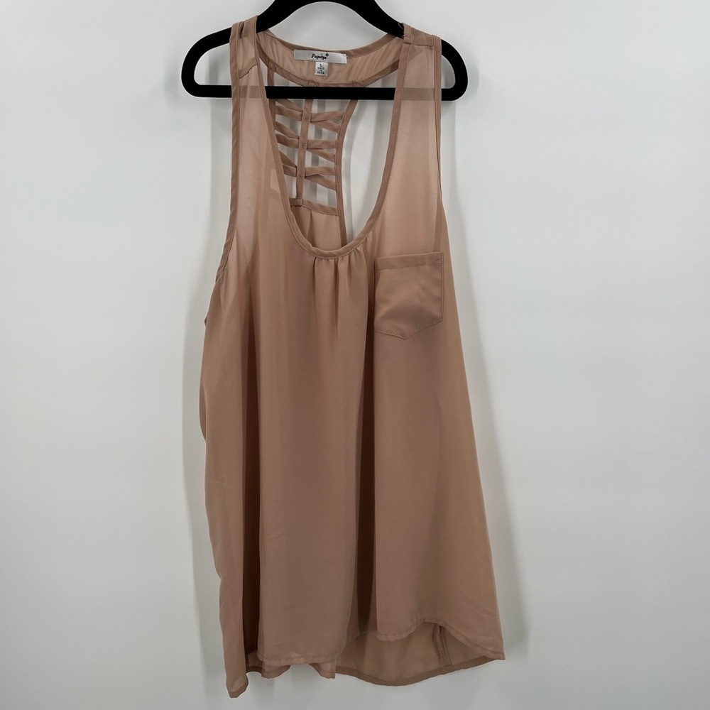 Papaya Ladies Tan Pocket Tank Top Large
